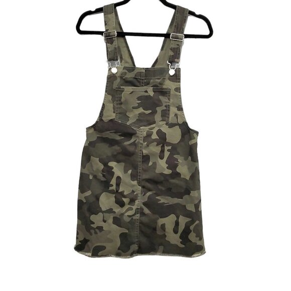 🏆074 Wild Fable Camo Print Denim Overall Mini Dress - Picture 1 of 6